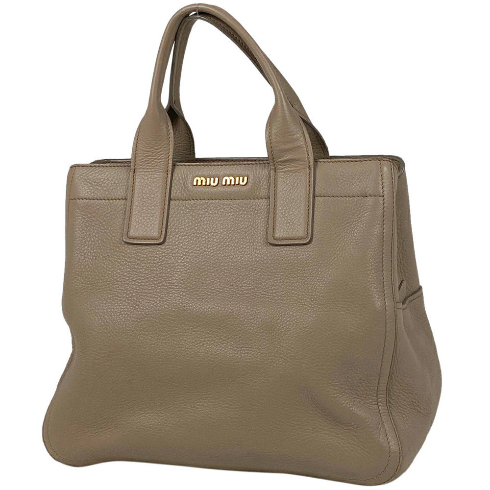 Miu Miu 2way Shoulder Bag Leather Greige Gray